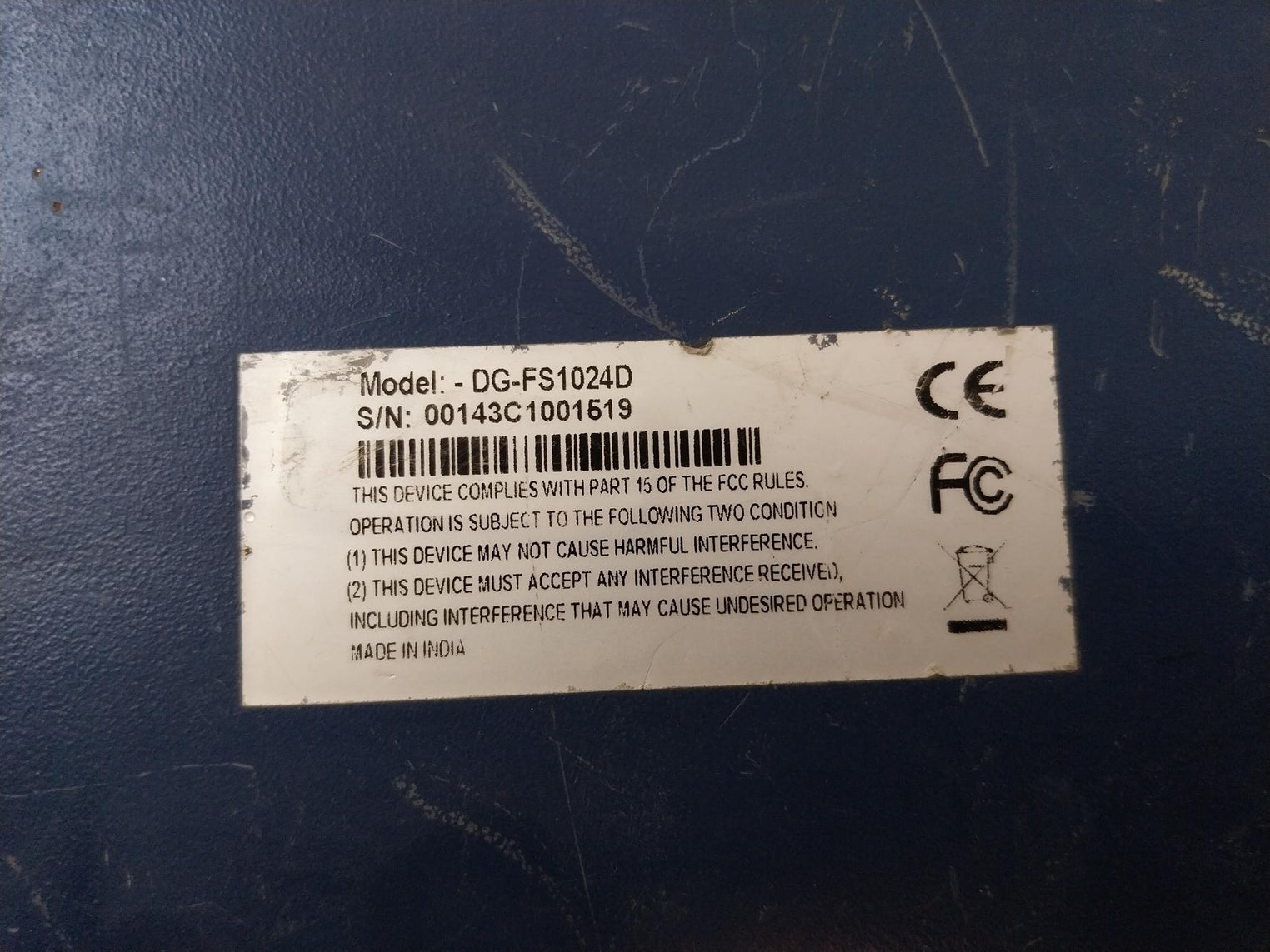 Digisol Dg-fs1024D Fast Ethernet Switch 100-240Vac