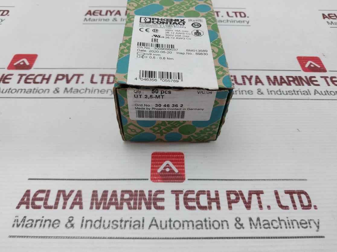 Disconnect Terminal Block 300V 20A Max Phoenix Contact Ut 2,5-mt (1Box = 50Pcs)