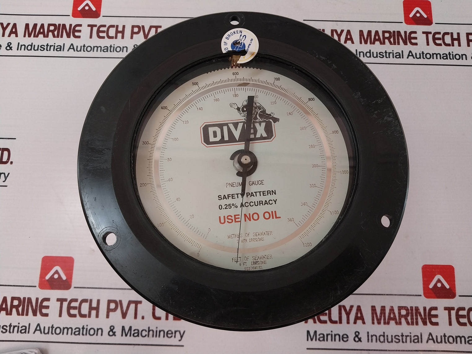 Divex Pneumo Gauge Meters Of Seawater 4 Ft Divisions