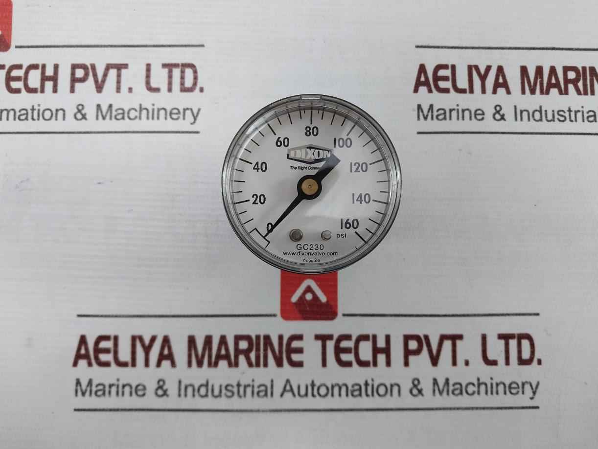 Dixon Gc230 Abs Standard Dry Center Back Mount Gauge 0-160 Psi