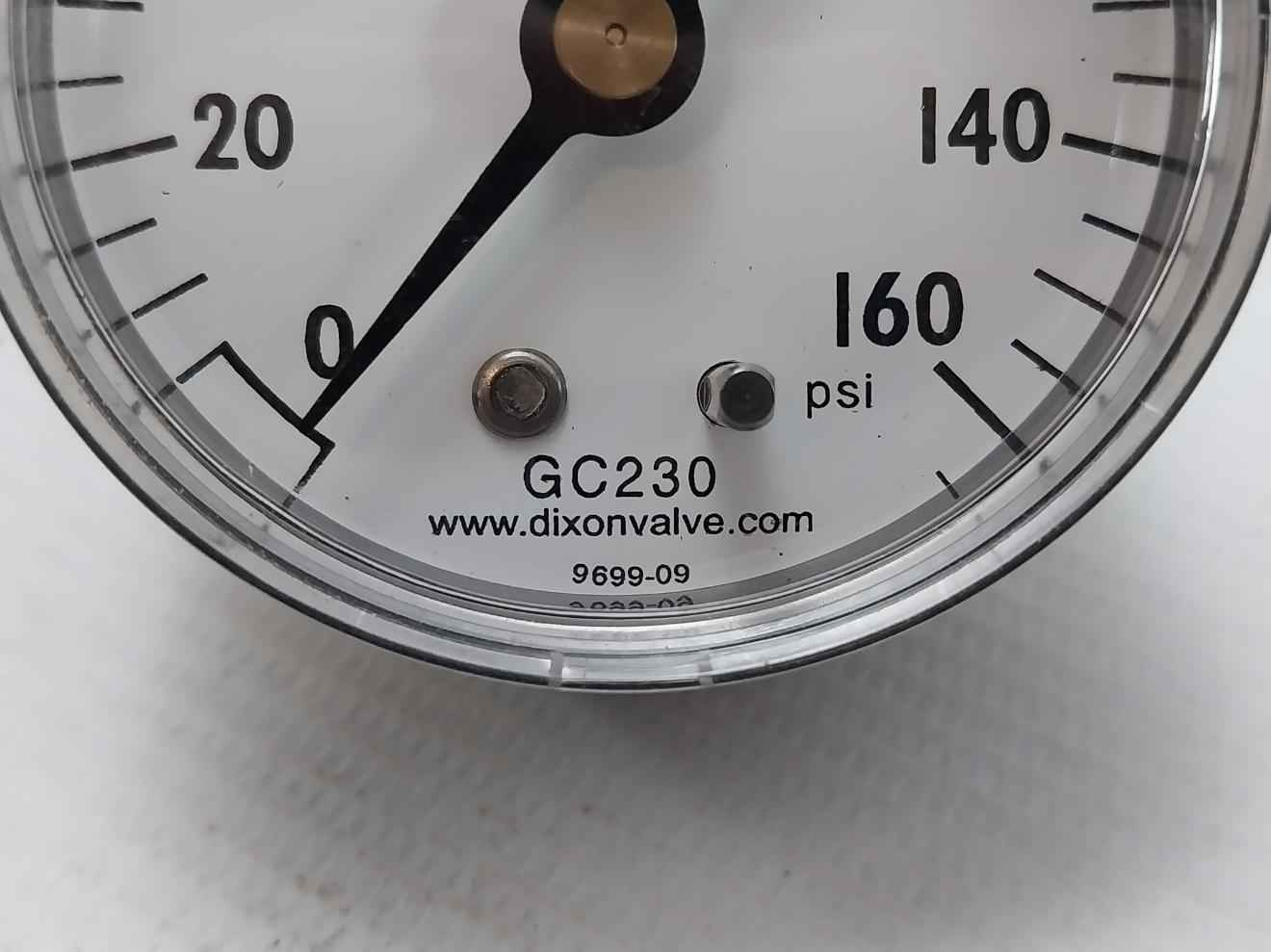 Dixon Gc230 Abs Standard Dry Center Back Mount Gauge 0-160 Psi