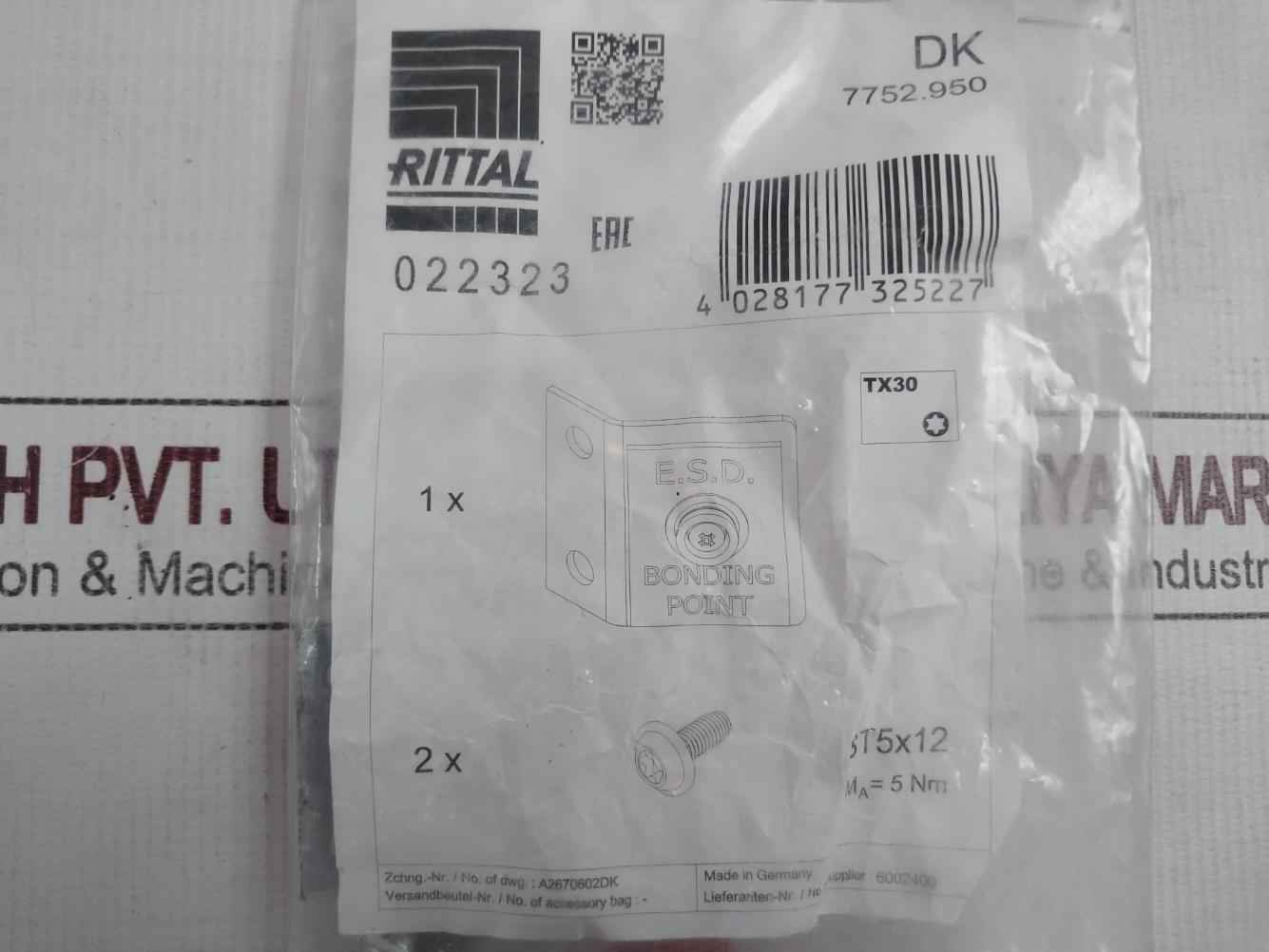 Rittal Dk 7752.950 E.S.D.Connection Bonding Point Ma=5 Nm St5 X 12