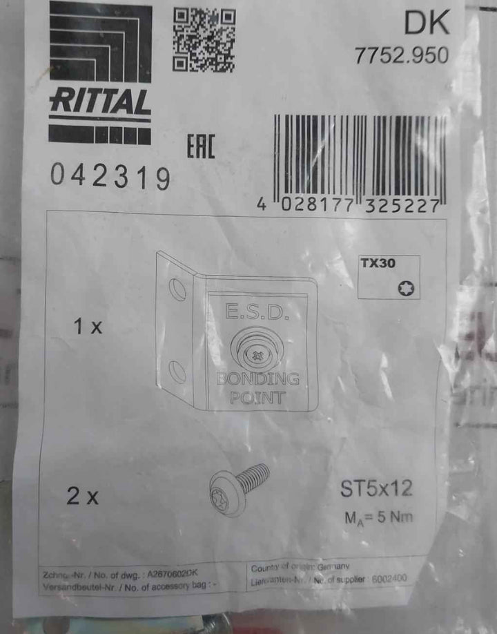 Rittal Dk 7752.950 E.S.D.Connection Bonding Point Ma= 5 Nm St5 X 12