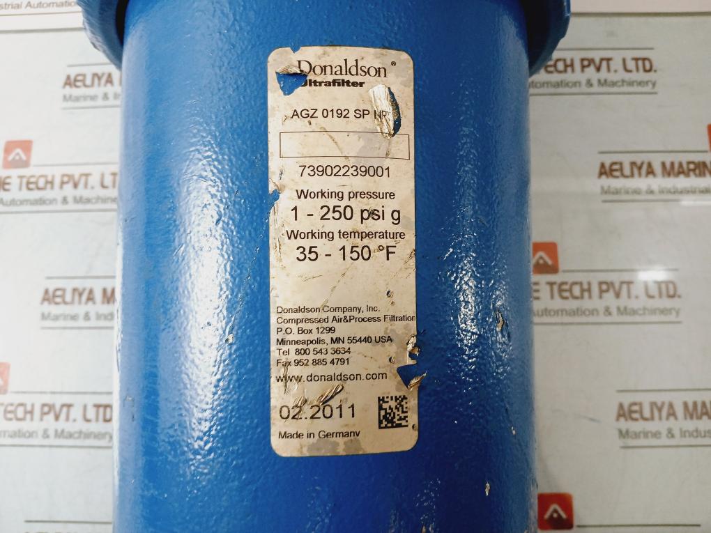 Donaldson Ultrafilter Agz 0192 Sp Npt Compressed Air Filter 1-250 Psig 35-150°f