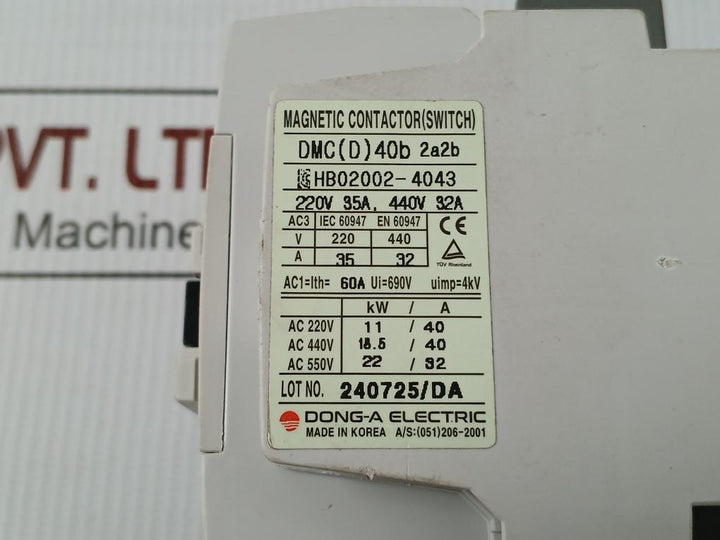 Dong-a Electric Magnetic Contactor 690V/60A Part No Dmc(D)40B 2A2B