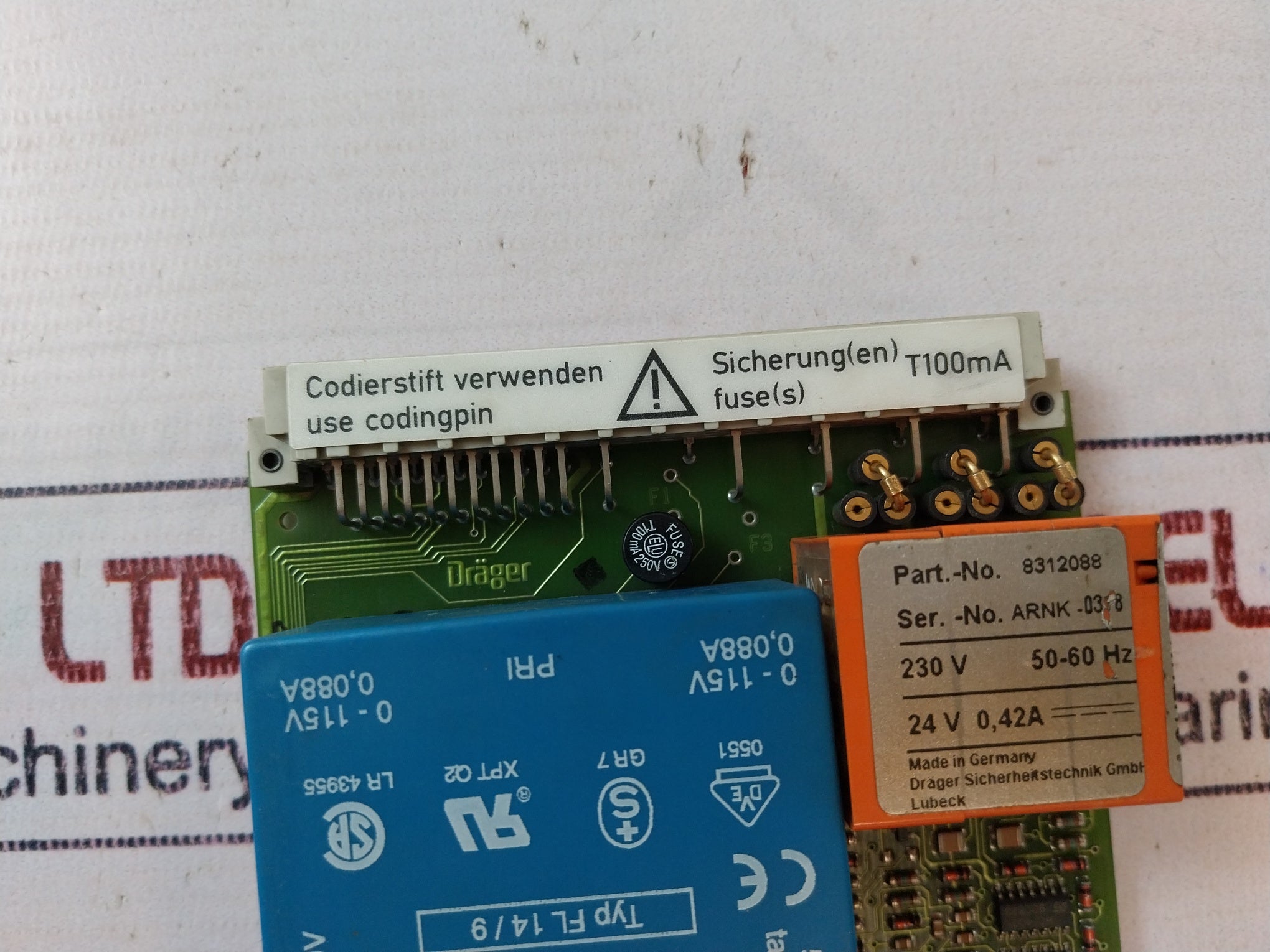 Drager 8312088 Pc Board For Safety Module 230V 50-60Hz 24V 0,42A- Pac 5500