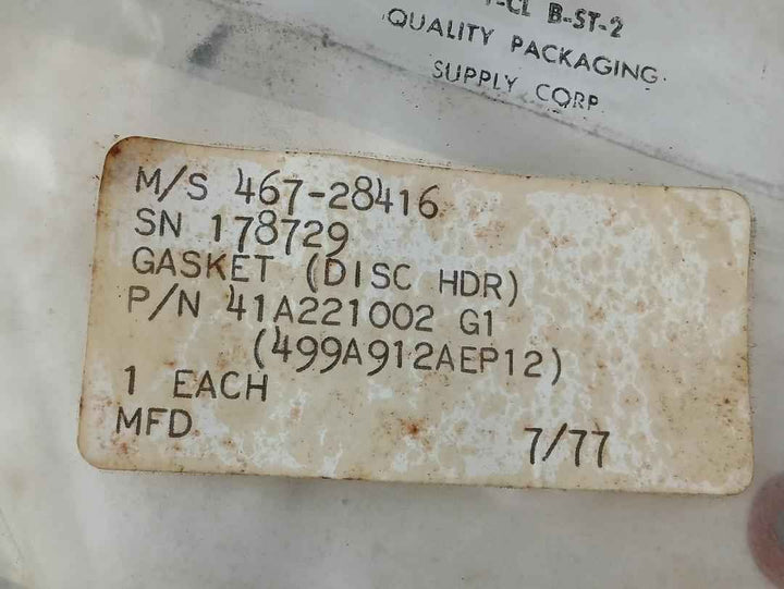 Dresser 41A221002 G1 Gasket (Disc Header) Grade 27