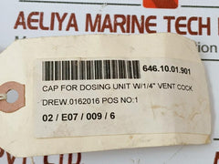 Drew W/1/4” Vent Cock Cap for Dosing Unit 0162016