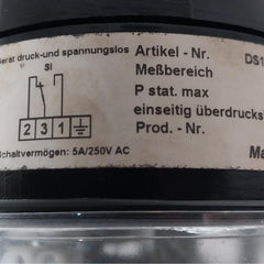 Ds1104Na23A1D153 Differential Pressure Switch Fischer 25Bar 0-36Psi 1 Meter