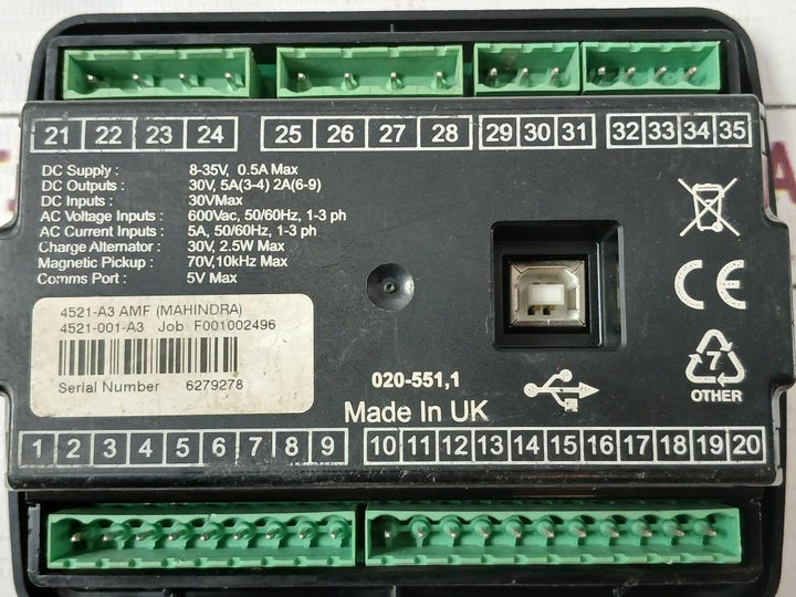 Dse 4521-a3 Powerol Generator Control Panel 8-35V 0.5A Max