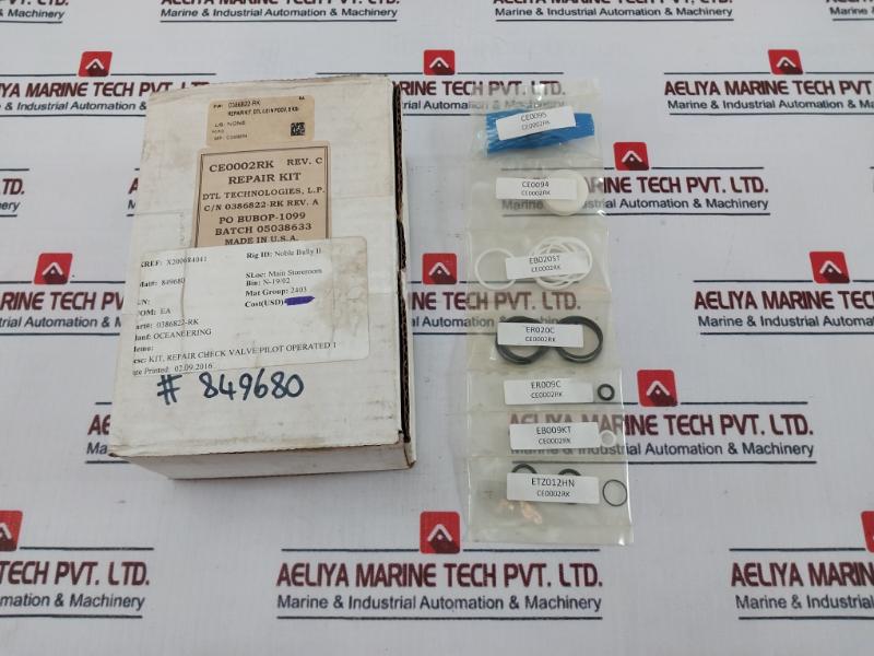 Dtl Technologies 0386822-rk Pilot Operated Check Valve Repair Kit Rev C