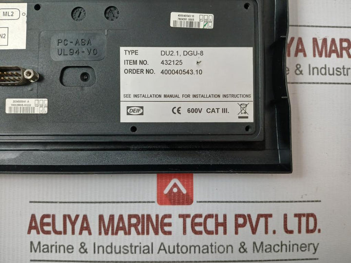 Du2.1, Dgu-8 Display Unit Voltage - 600V Deif