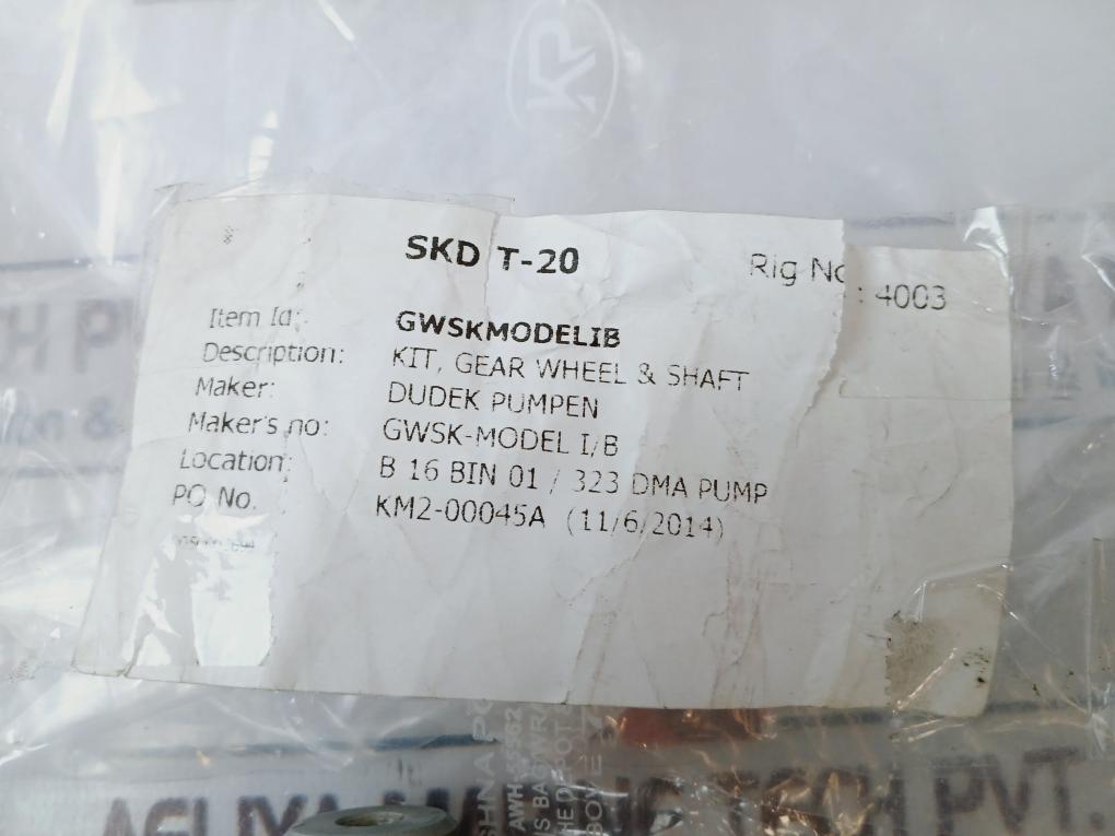 Dudek Pumpen Gwsk-model I/b Gear Wheel & Shaft Kit
