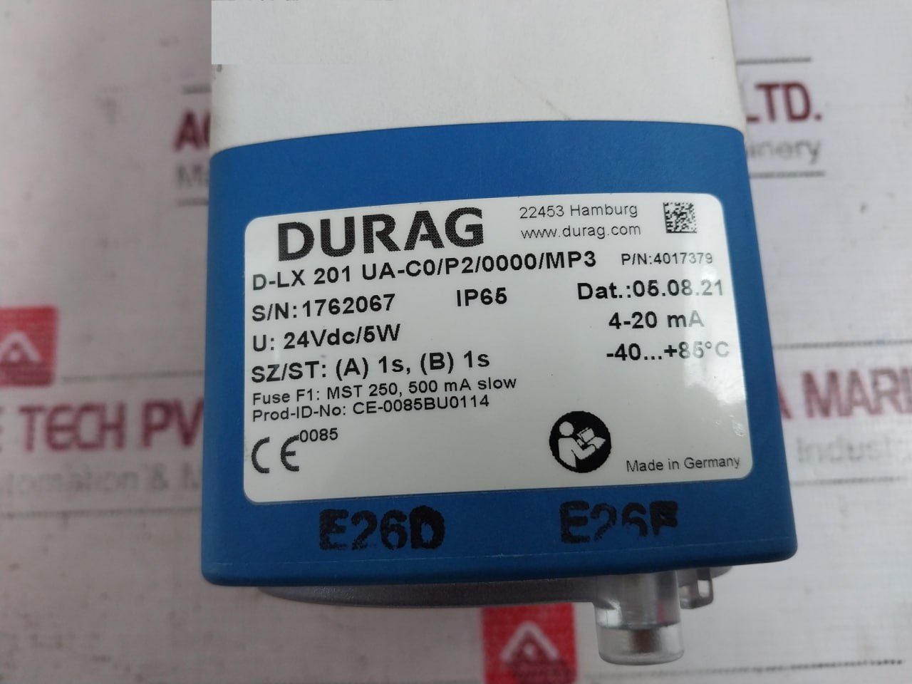 Durag D-lx 201 Ua-c0/P2/0000/Mp3 Flame Monitor With Software Interface 24Vdc/5W