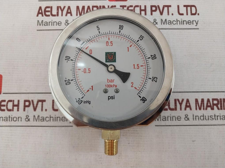 United Instrument 40-400Fg02L Pressure Gauge -1 To 2 Bar 100Kpa
