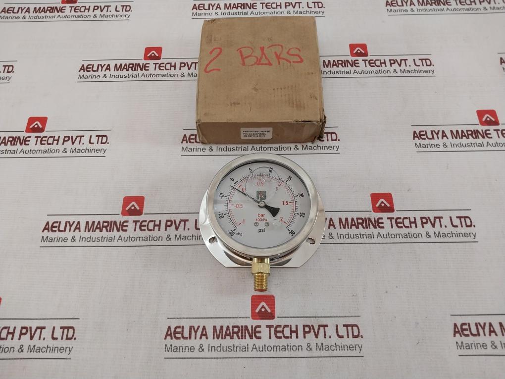 Duro United 40-400Fg02L Pressure Gauge -1 To 2 Bar, Inhg -30 To 30 Psi, 100Kpa