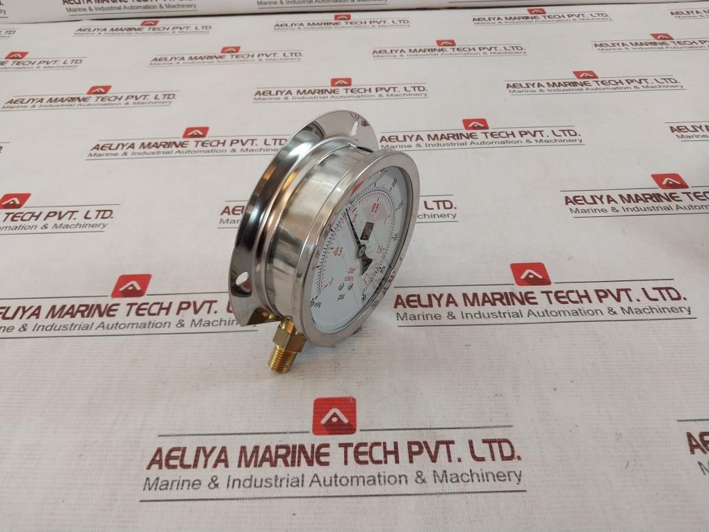 Duro United 40-400Fg02L Pressure Gauge -1 To 2 Bar, Inhg -30 To 30 Psi, 100Kpa