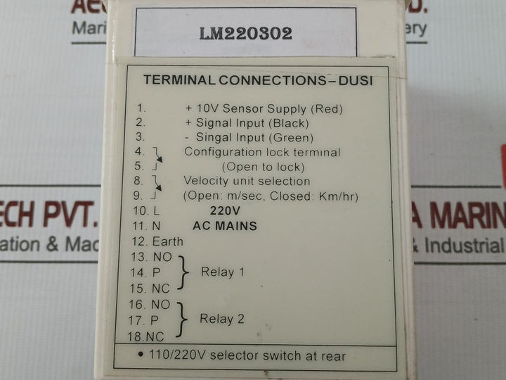 Dusi Wind Speed Indicator And Controller 110/220V 4-20Ma Lawrence & Mayo