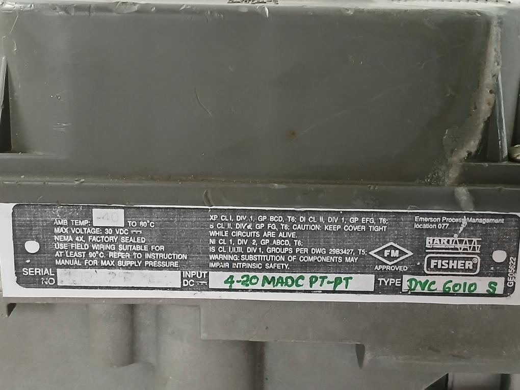 Dvc 6010 S Fisher 30Vdc 250Psi Digital Valve Controller