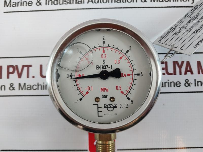 Dvz-services En 837-1 Pressure Gauge -0.1 To 0.5 Mpa -1 To 5 Bar