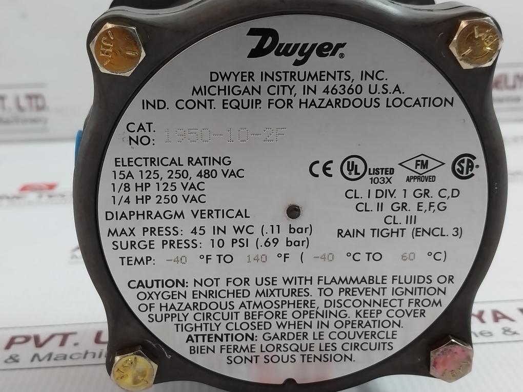 1950-10-2F Explosion-proof Differential Pressure Switch Ip54 Dwyer