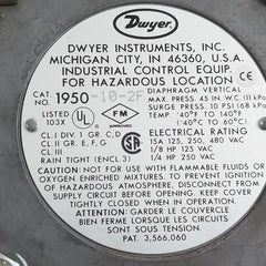 1950-10-2F Explosion-proof Differential Pressure Switch Ip64 Dwyer