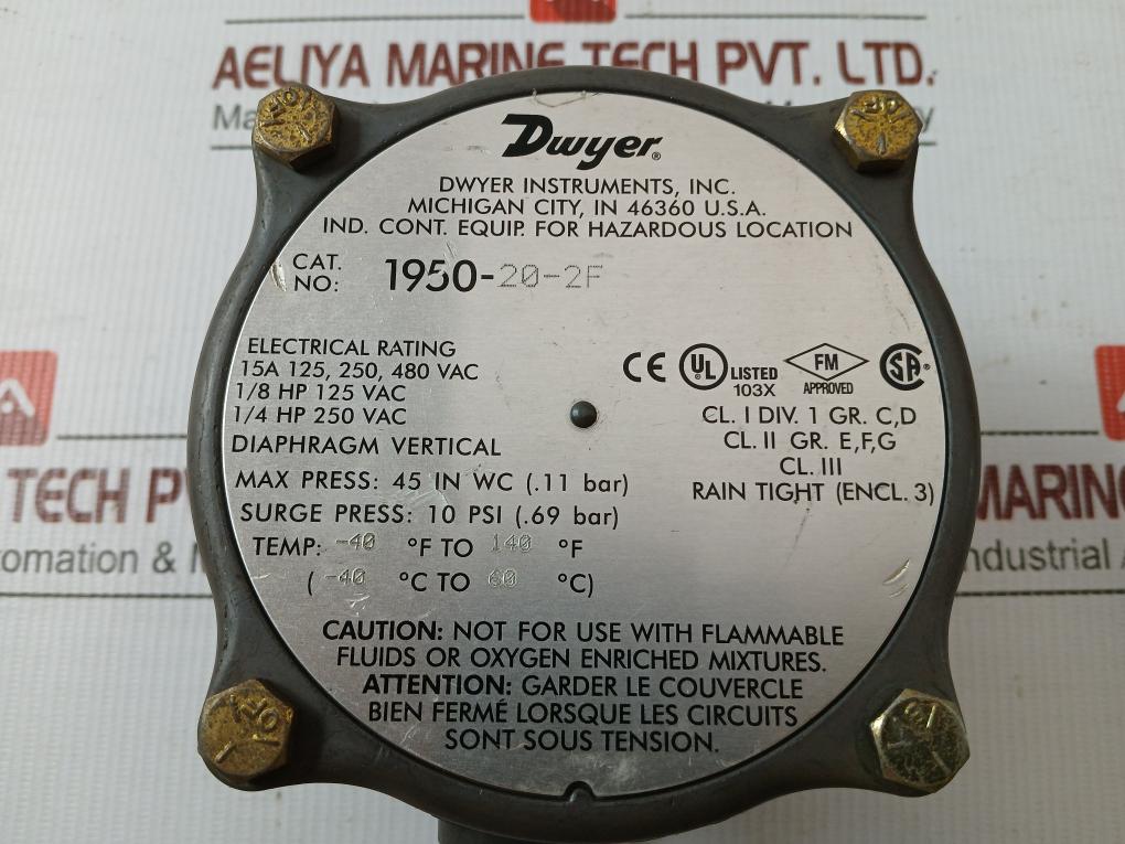 1950-20-2F Explosion-proof Differential Pressure Switch Dwyer