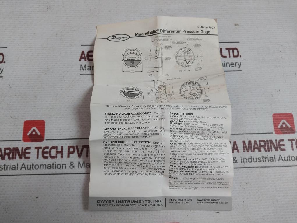 Dwyer 2310 C Magnehelic Differential Pressure Gauge 20809301104 15Psig (100 Kpa)
