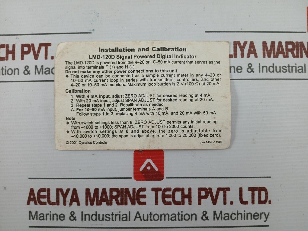 Dynalco Lmd120D 1 Loop Signal Powered Digital Indicator