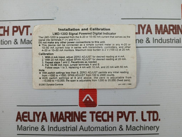 Dynalco Lmd120D 1 Loop Signal Powered Digital Indicator