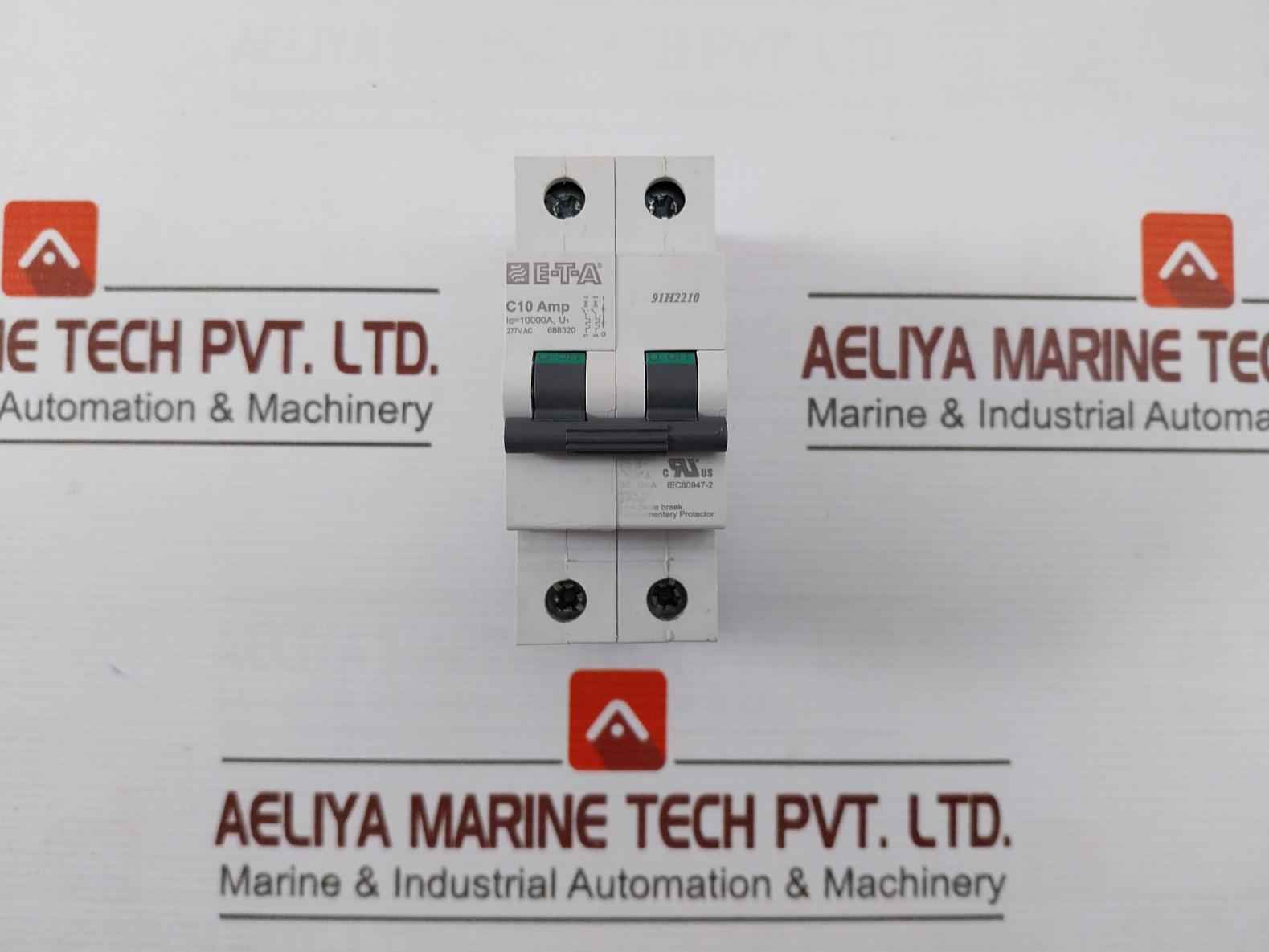 E-t-a 91H2210 2 Pole Thermal-magnetic Circuit Breaker 1-ph 10000A 277Vac 10Ka