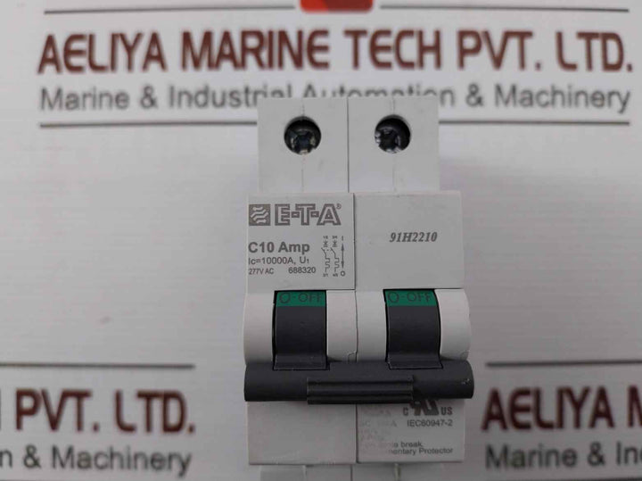 E-t-a 91H2210 2 Pole Thermal-magnetic Circuit Breaker 1-ph 10000A 277Vac 10Ka