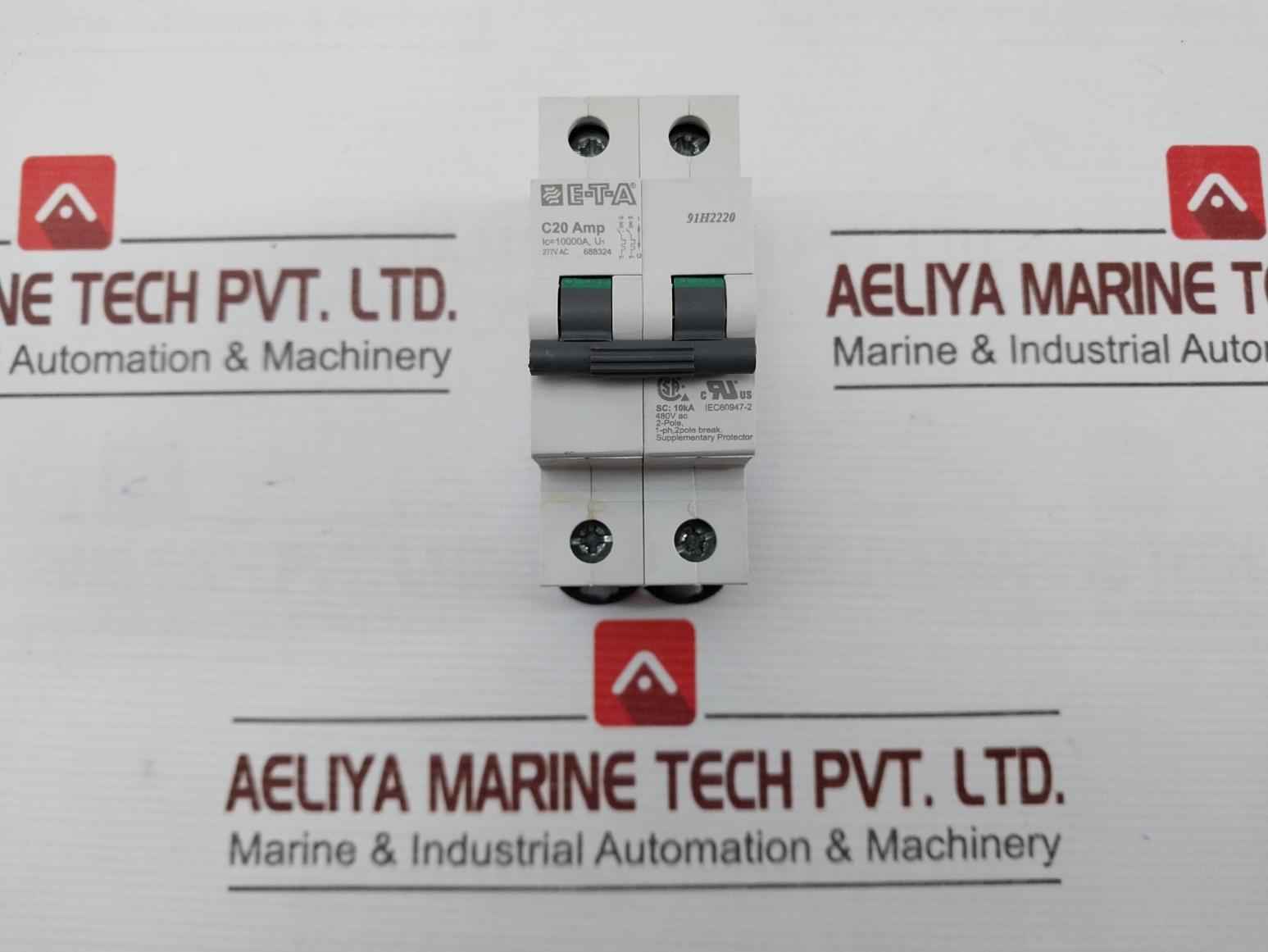 E-t-a 91H2220 2 Pole Thermal-magnetic Circuit Breaker 1-ph 10000A 277Vac