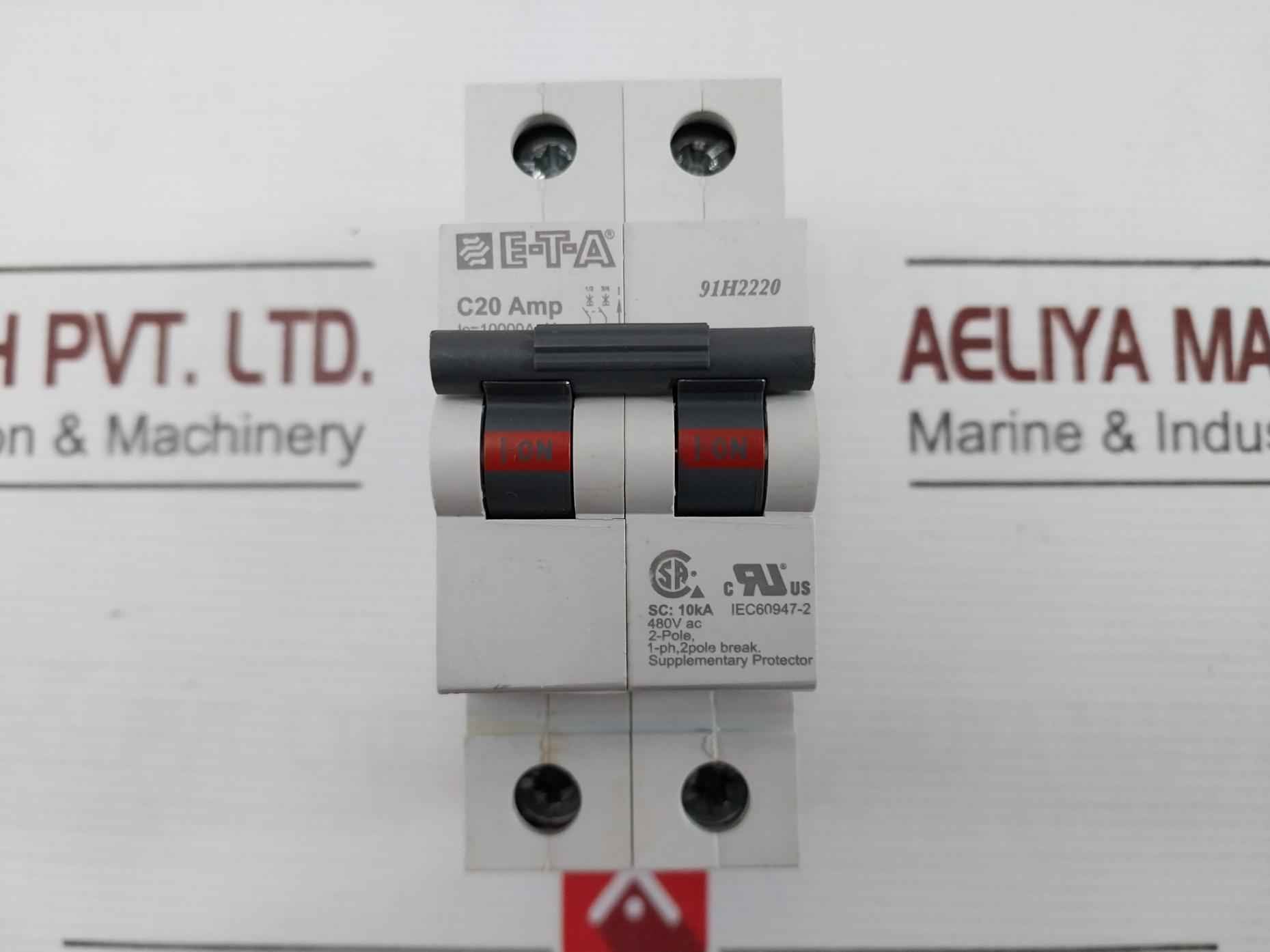 E-t-a 91H2220 2 Pole Thermal-magnetic Circuit Breaker 1-ph 10000A 277Vac