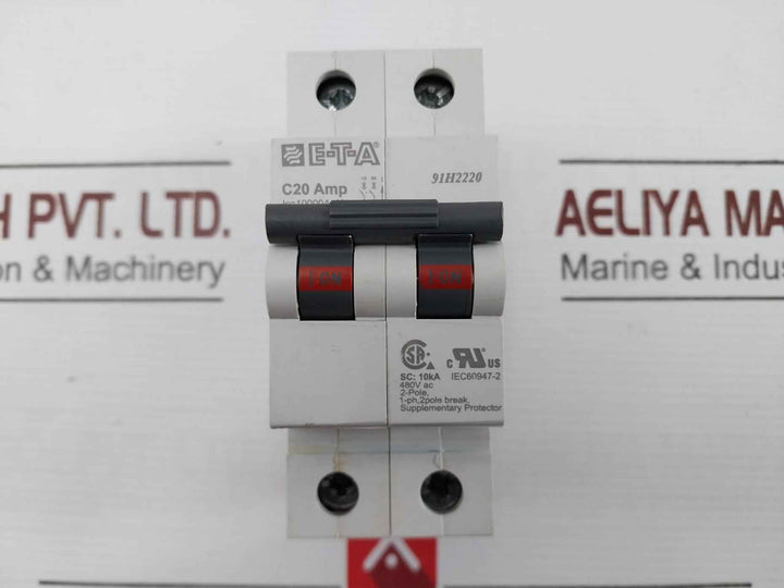 E-t-a 91H2220 2 Pole Thermal-magnetic Circuit Breaker 1-ph 10000A 277Vac