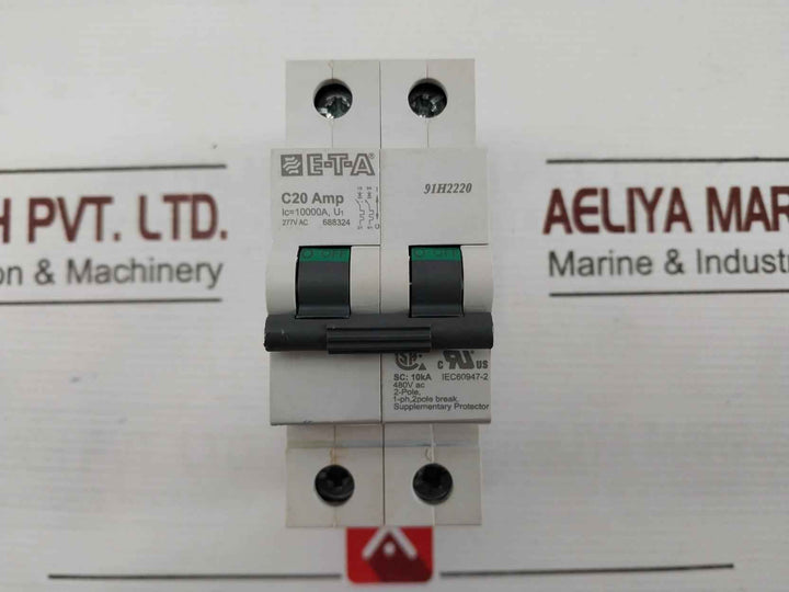E-t-a 91H2220 2 Pole Thermal-magnetic Circuit Breaker 1-ph 10000A 277Vac