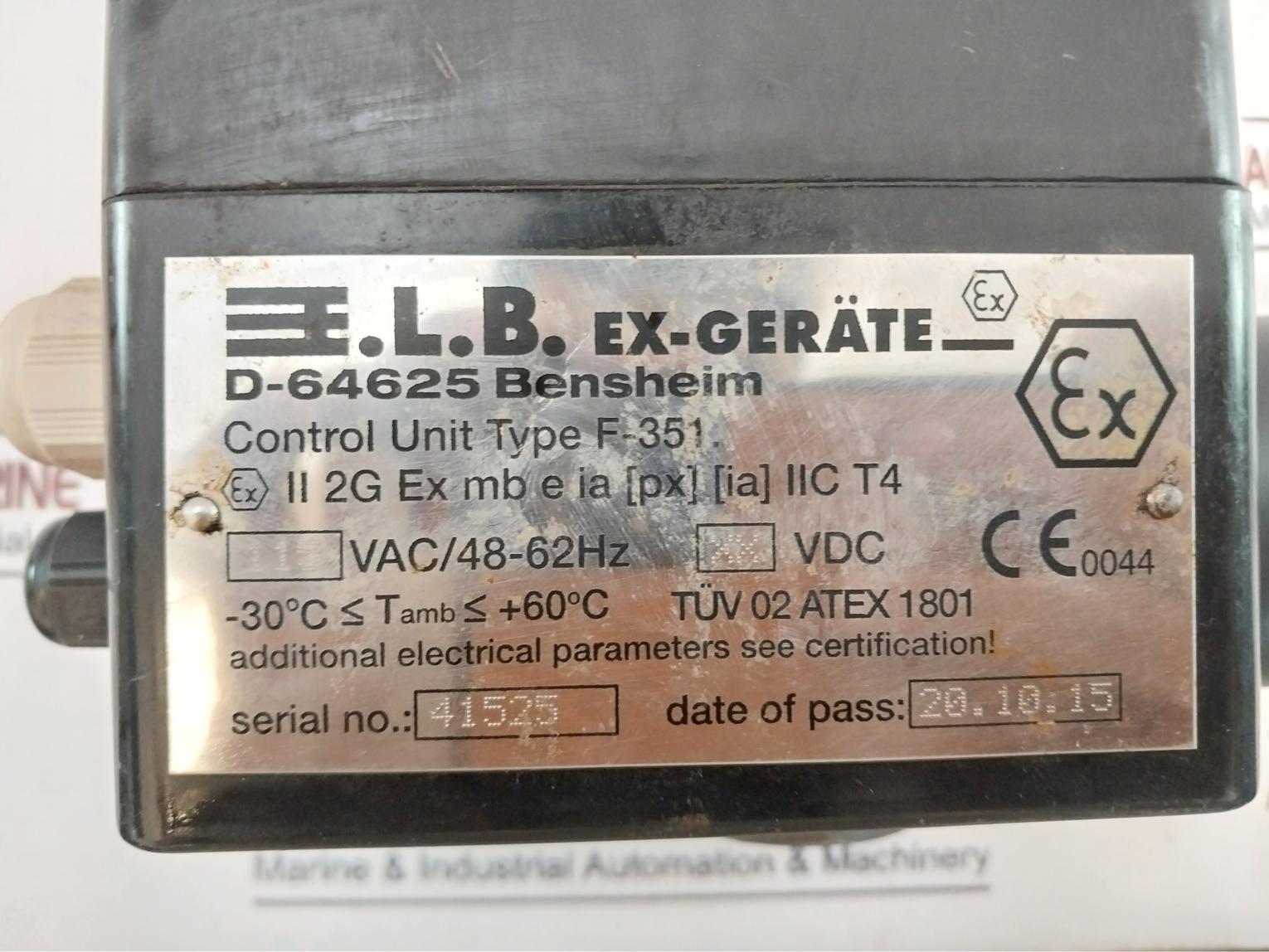 E.L.B. F-351 Purge Control Unit 48-62Hz