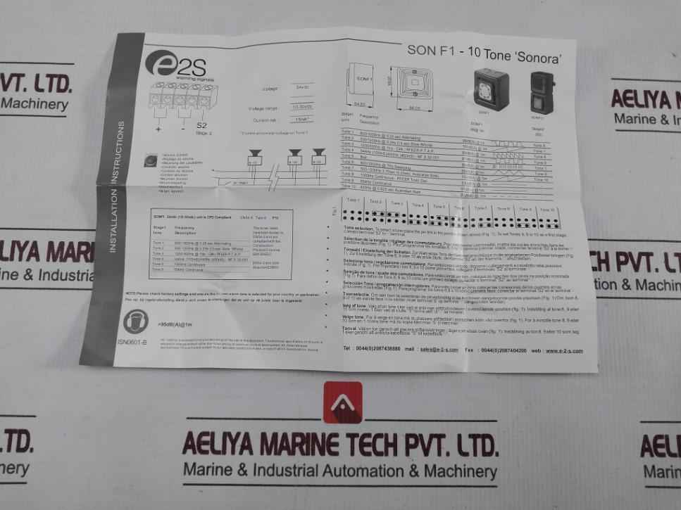E2S Sonf1Dc24W Alarm Horn Sounder 25Ma 10-30V Dc Sonora 10-tone Ip66