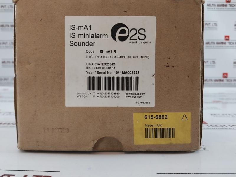 E2s Is-ma1 Is-minialarm Sounder 0786-cpd-20338 Sira 05atex2084x Is-ma1-r