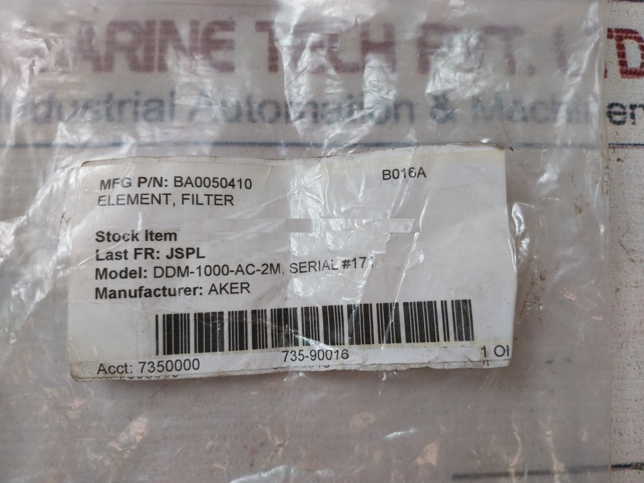 Epe H10Xl-a00-0-p Filter Element Ddm-1000-ac-2M Aker Ba0050410 D-68775
