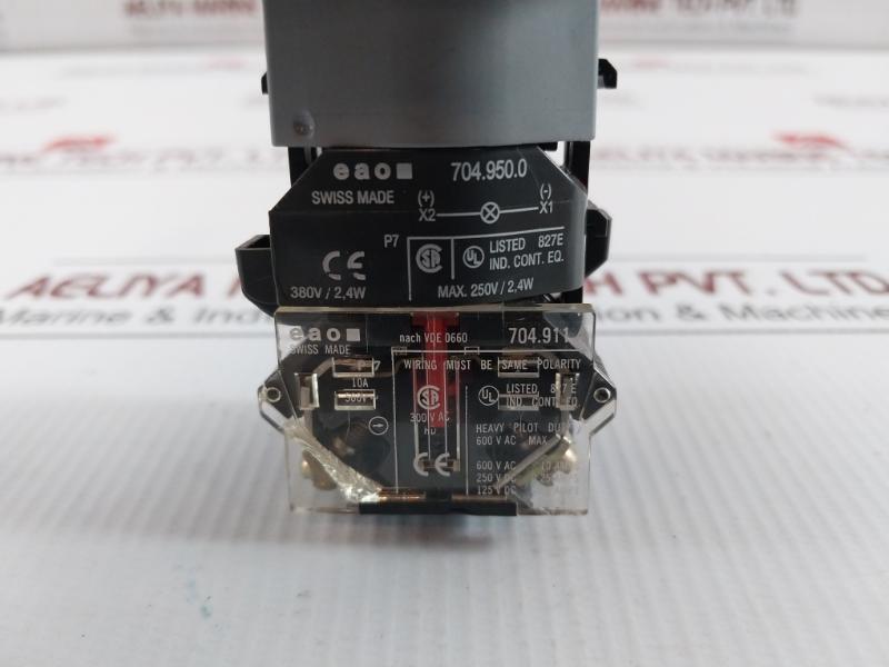 Eao Heavy Pilot Duty Guarded Pushbutton Switch 10A 500V 704.950.0