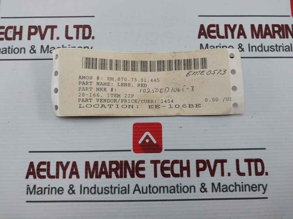 Eaton 10250Ed1065-3 Plastic Red Lens With Adaptor 28-166