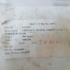 Eaton 10250T/9100T Pushbutton Contact Block 1 No/ 1 Nc Series D2