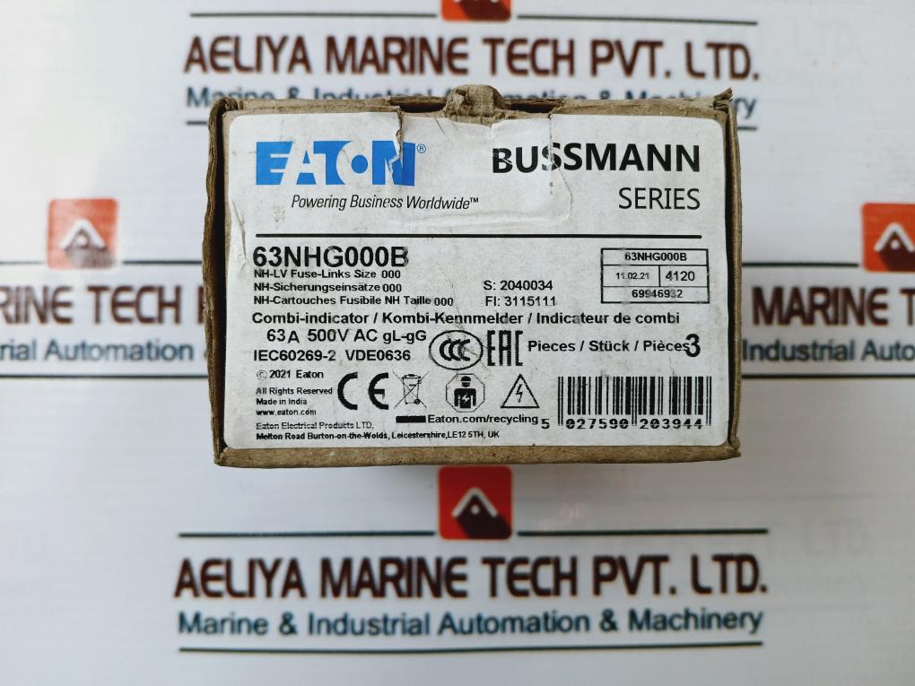Eaton 63Nhg000B Fuse 63A Nh000 Gg/Gl