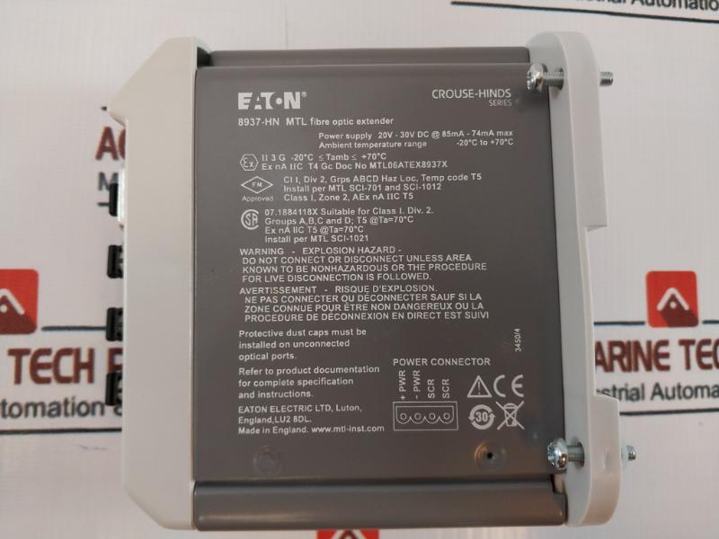 Eaton 8937-hn Mtl Fibre Optic Extender, Ver Hn01, 20v-30v Dc, Rev F