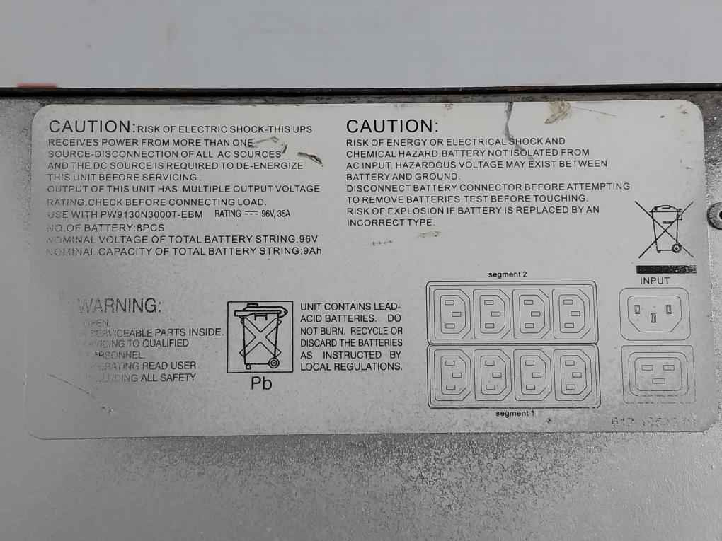 Eaton 9130 Tower Ups Is Now Discontinued 96Vdc 24A 50/60Hz (Not Working)