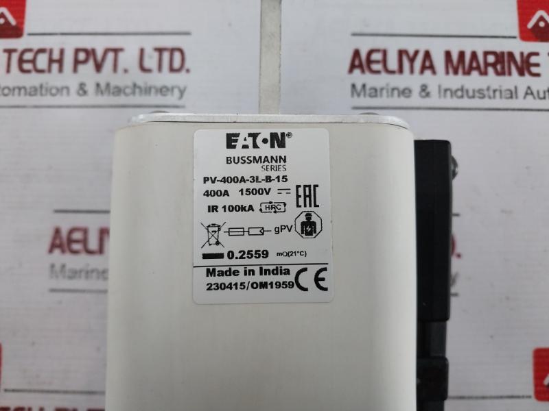 Eaton Pv-400A-3L-b-15 Photovoltaic Fuse Ir 100Ka Bussmann Gpv 400A 1500V