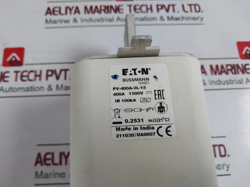 Eaton Bussmann Series Pv-400A-3L-15 Photovoltaic Fuse 400A Ir 100Ka 1500V