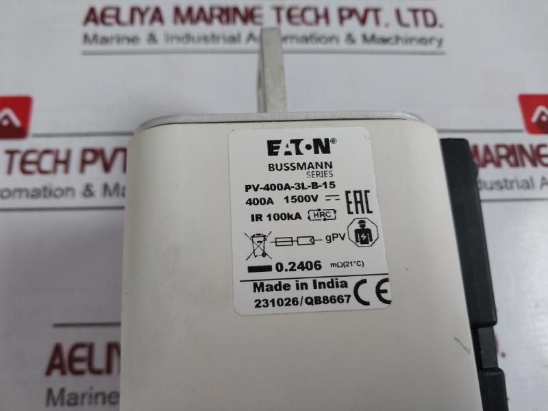 Eaton Bussmann Series Pv-400A-3L-b-15 Photovoltaic Fuse 1500V 400A Ir 100Ka