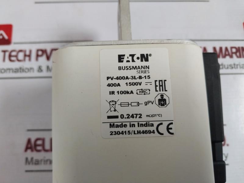 Eaton Bussmann Series Pv-400A-3L-b-15 Photovoltaic Fuse Ir 100Ka 1500V 400A